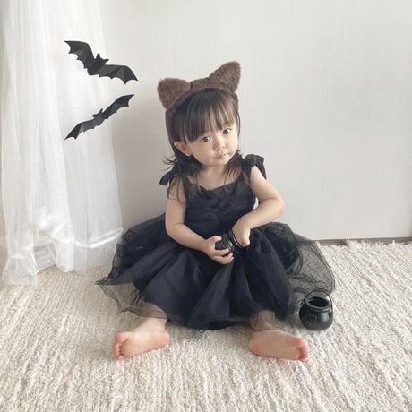 ねこ耳帽子付きblackチュールドレス(3252)