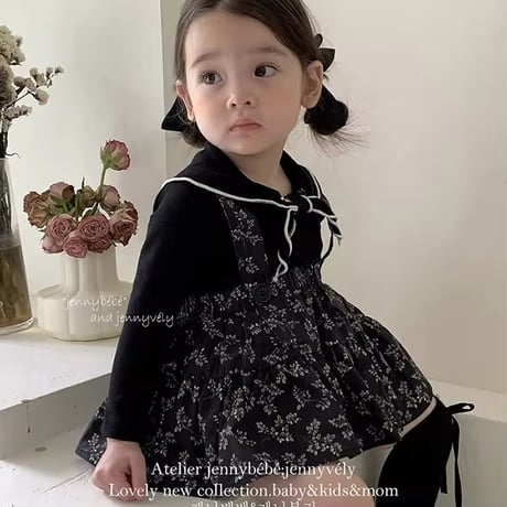 jennybebe 3color リボンデザインバイカラートップス(735)