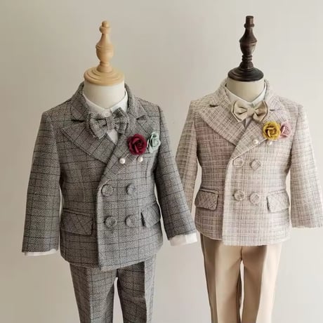 camel/gray ツイードジャケットフォーマルスーツ(989)