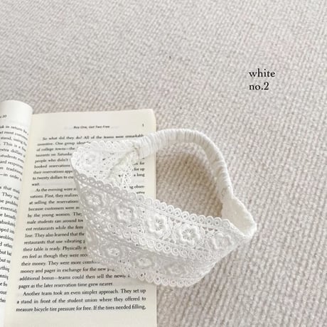8pattern white × apricotベビーヘッドバンド(190)