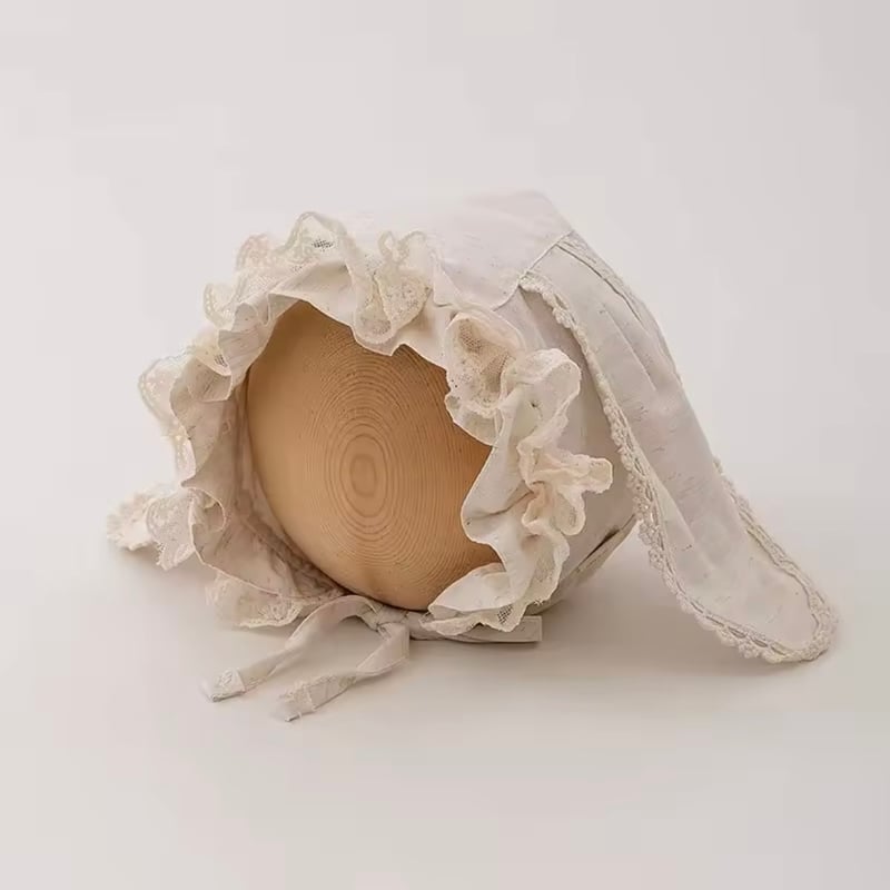 別珍フルボンネット a:ruco 耳が聴こえるフルボンネ Frill See-Through Bonnet by Angelic Pretty