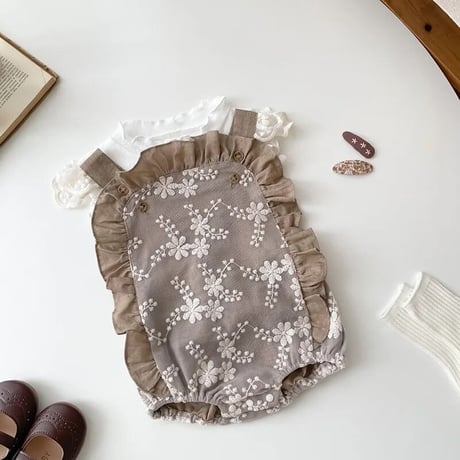 フラワー刺繍aroundフリルロンパース(3103)