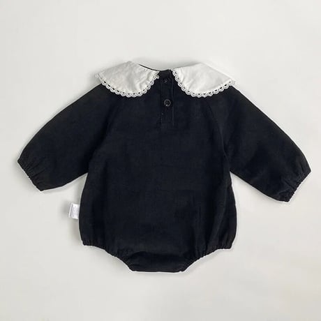 ブラック刺繍襟ロンパース(2383)