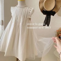 即納あり◆kids 3color A-lineノースリーブフレアドレス(3227)
