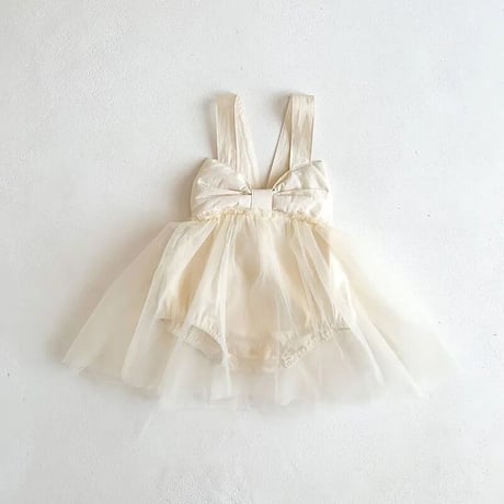 3color バストリボンチュールキャミドレスロンパース(2346)