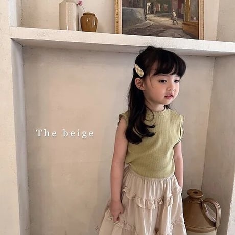 即納【The Beige】ribbed sleeveless T(2762)