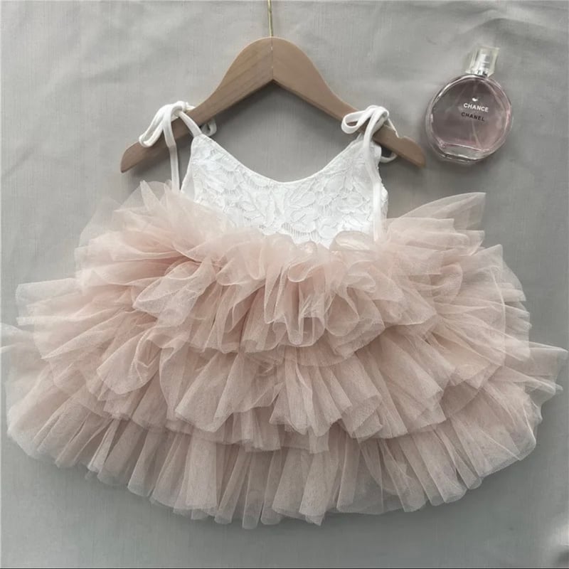pink/white バイカラーキャミレースチュチュドレス(4079) | こどもふく 