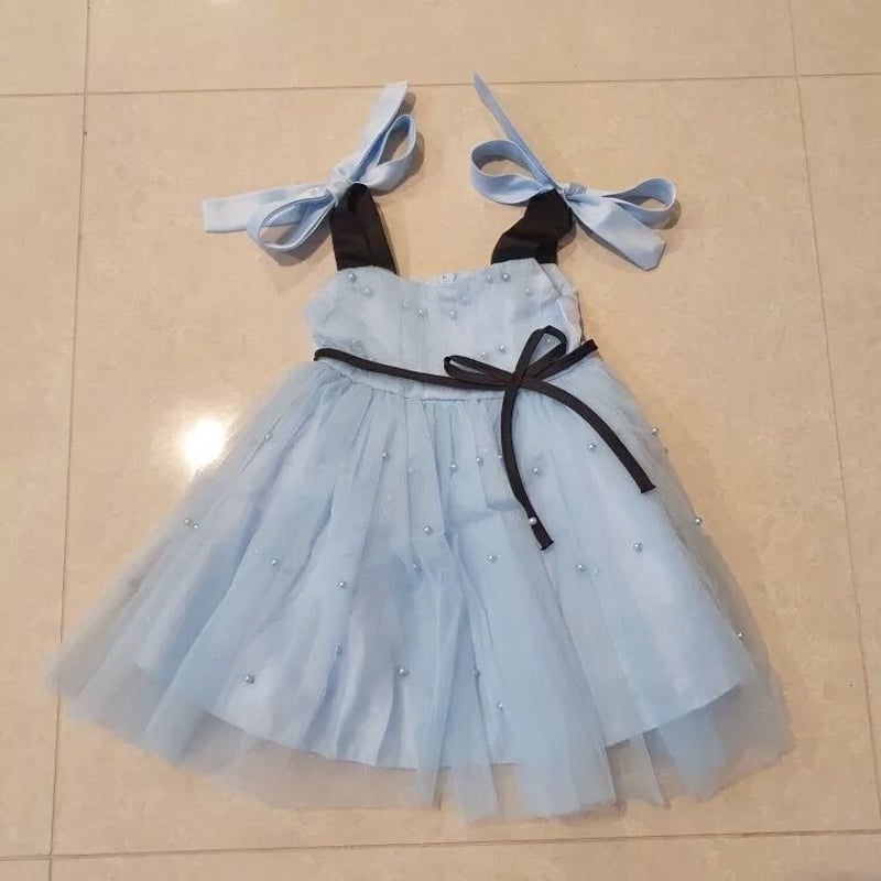 4color 肩リボンキャミパール付きチュールドレス(069) | こども