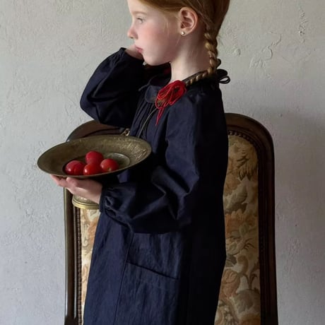 kids デニム地round collarワンピース(698)