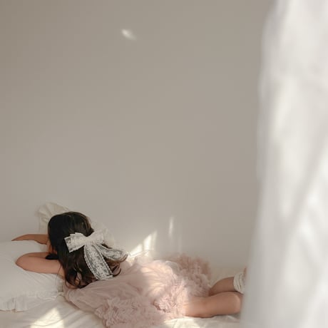 creamコットンレースリボンヘアバレッタ(1554)