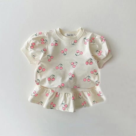さくらんぼスウェット半袖キュロットセットアップ(2239)
