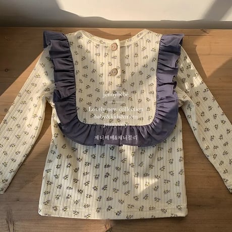 jennybebe small flower patternスクエアフリルリブセットアップ(2784)