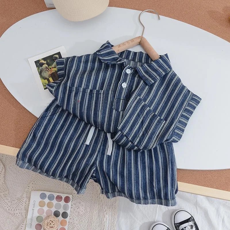 デニムシャツストライプセットアップ(3139) | こどもふく moco kids