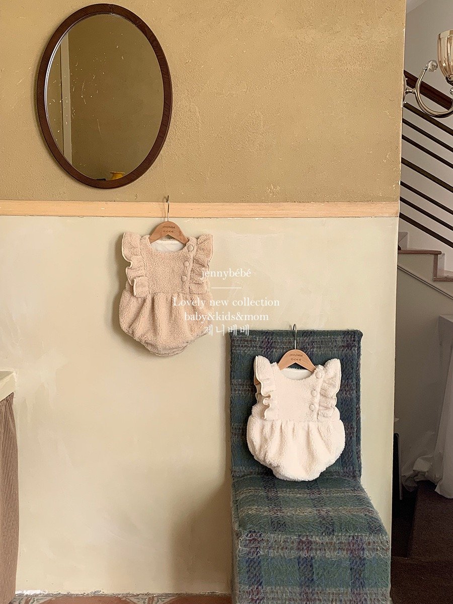 競売 jennybebe ボアフリルロンパース(3346) | こどもふく moco kids おむつ・パンツ