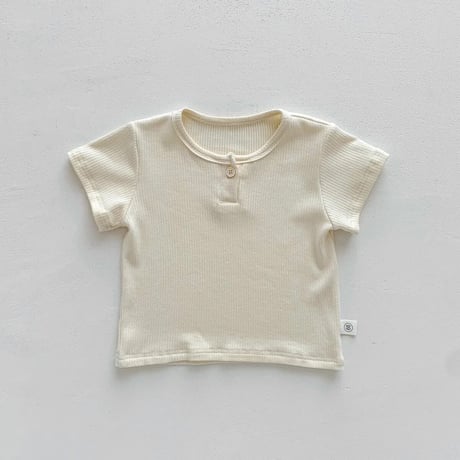 半袖リブトップス×くまワッペンサロペット(3037)