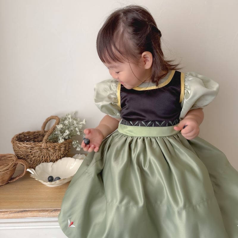 アナ風グリーンプリンセスドレス(937) | こどもふく🧸mocokids