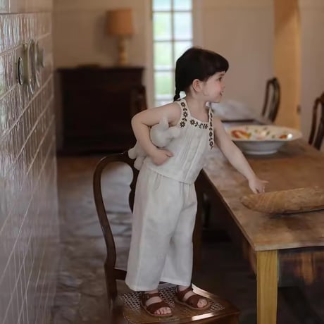 kids フラワーラインノースリーブロングパンツセットアップ(2109)