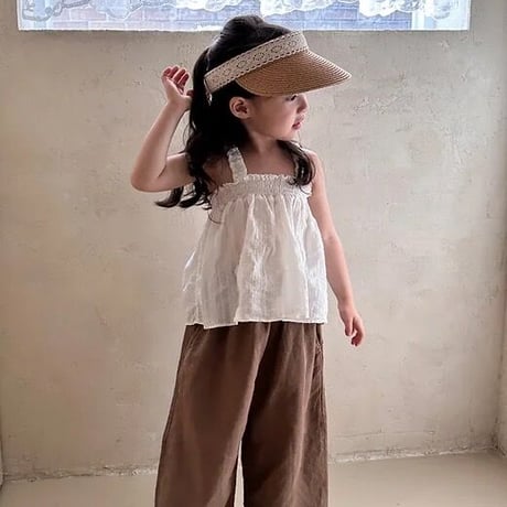 即納【The Beige】linen long skirt pants(2756)