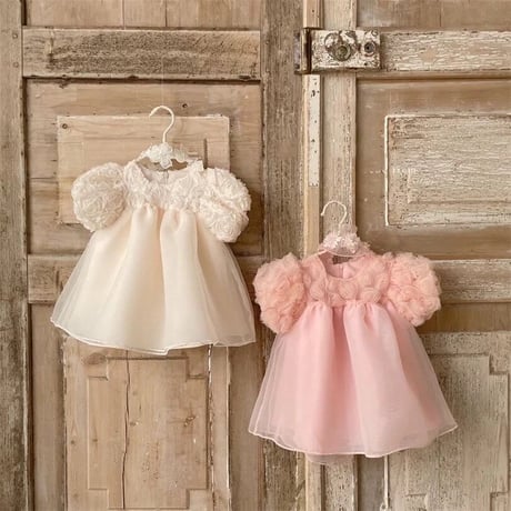 beige/pink シフォンブーケドレス(2249)