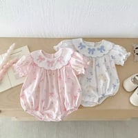 pink/blue sweetリボンたれ耳うさぎロンパース(1117)