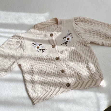 即納あり◆2color フラワー刺繍バルーンスリーブニットカーディガン(2470)