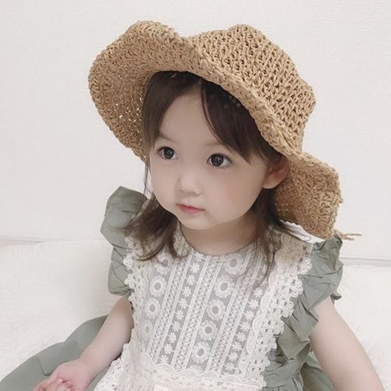 リヤドロ 女の子　麦わら帽子の好奇心旺盛な少女 mamaお揃い細リボン麦わら帽子(718) | こどもふく🧸mocokids