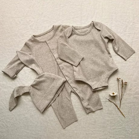 うさ耳帽子つぶつぶリブ 2patternロンパース(2453)