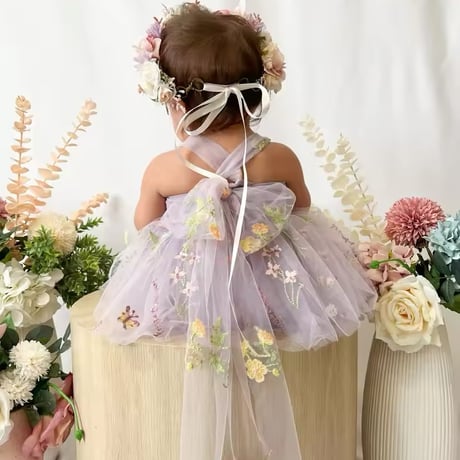 9color flower gardenキャミリボンチュールロンパースドレス(525)