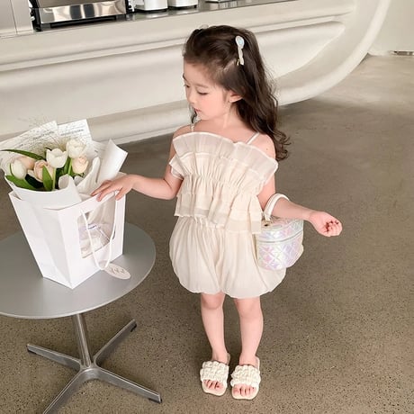 kids apricot UPシフォンセットアップ(4106)