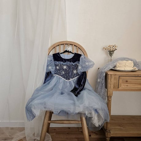 kids winter雪の結晶ベロアライトアップドレス(753)
