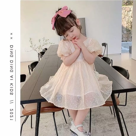 即納◆2color kidsドットミニヨンバックシャンリボンドレス(1749)