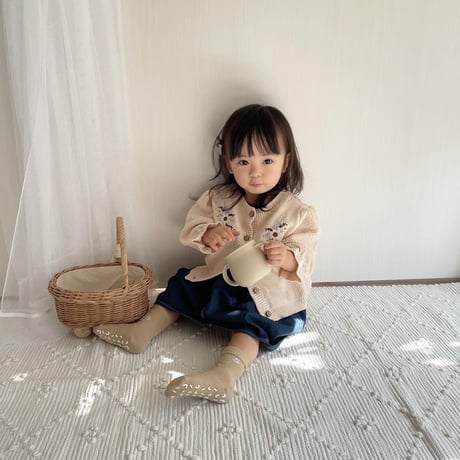 即納あり◆2color フラワー刺繍バルーンスリーブニットカーディガン(2470)