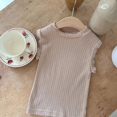 即納【The Beige】ribbed sleeveless T(2762)
