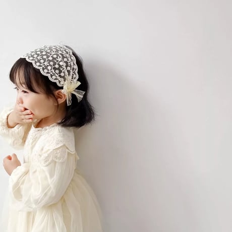 beige × pinkワイドレースヘッドバンド(238)