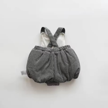 black/brown ギンガムチェックフリースサロペット(979)