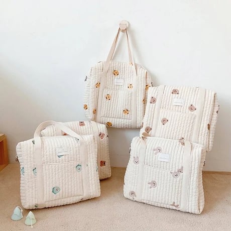 前ポケットキルティング刺繍トートバッグ(2223)