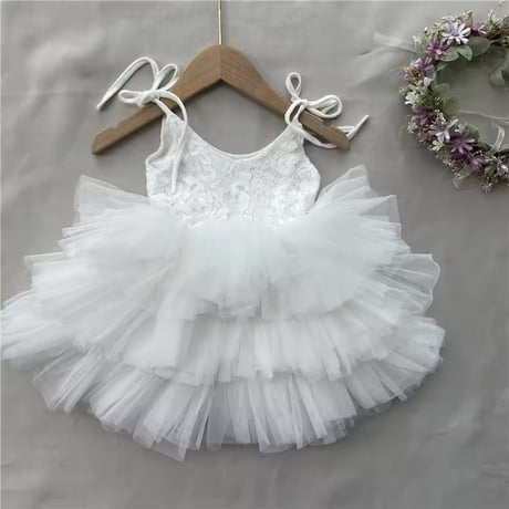pink/white バイカラーキャミレースチュチュドレス(4079)