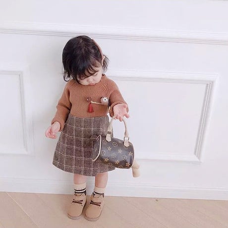 チェックウールスカートキュロット(539)