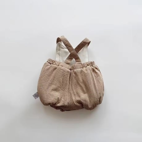 black/brown ギンガムチェックフリースサロペット(979)