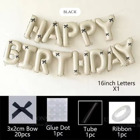 6color HAPPY BIRTHDAYリボン付きバルーン(1702)