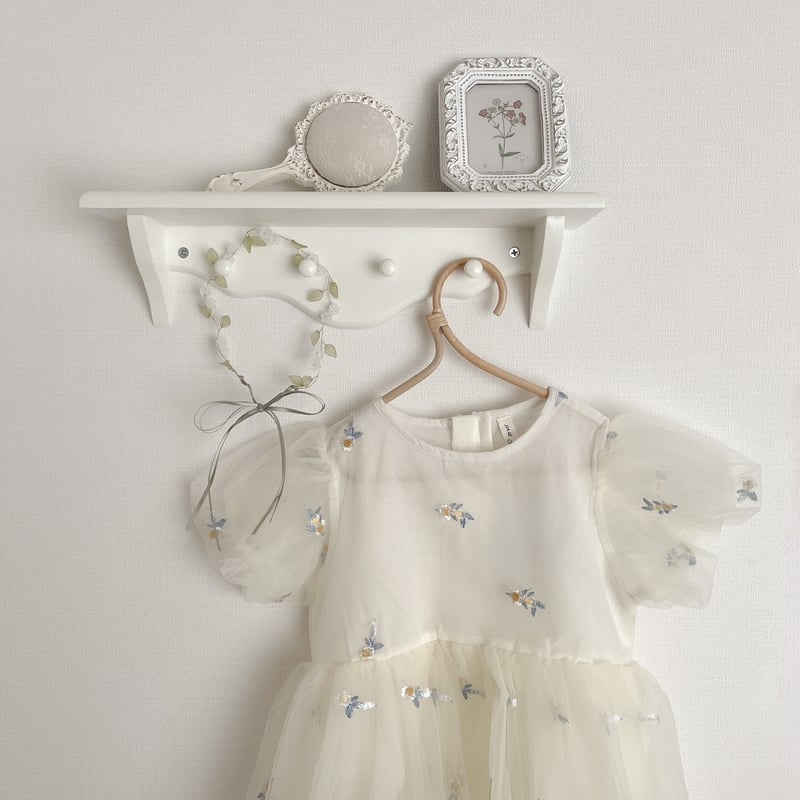 creamフラワーエンブロイダリーオーガンジードレス(2353) | こどもふく