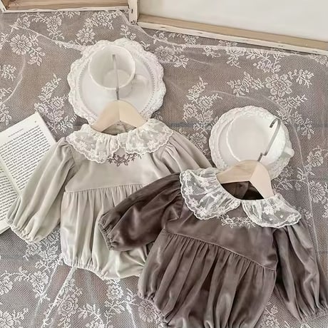lace collarフランネルロンパース(765)