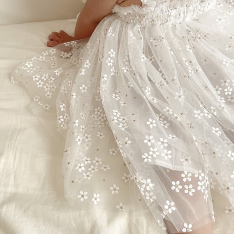 6color white flowerチュールドレス(328)