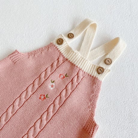 pink 小花柄ニットガーデンorニットサロペット(3271)
