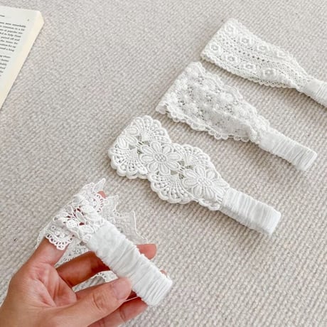 8pattern white × apricotベビーヘッドバンド(190)