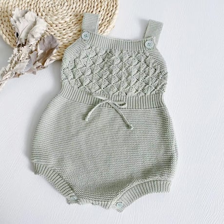 pink/mint diamondニットサロペット(636)