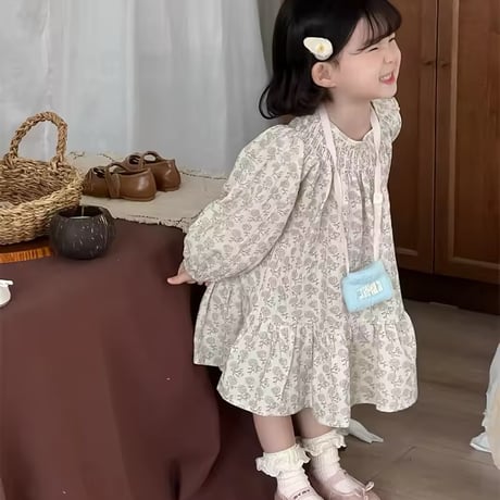 ローズプリントふんわりシルエットワンピース(1011)