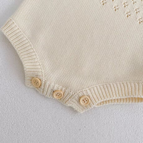 アイボリー刺繍ニットカーディガンorアイレットニットサロペット(2469)