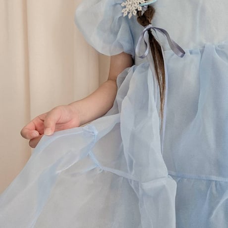 kids ice blue/pinkシフォンチュールドレス(1562)