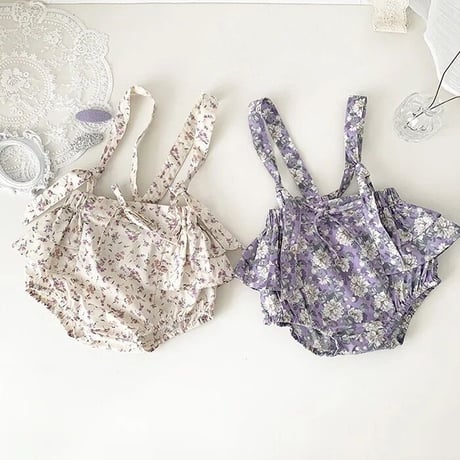 2color beige × purple フラワーフリルブルマ(3243)